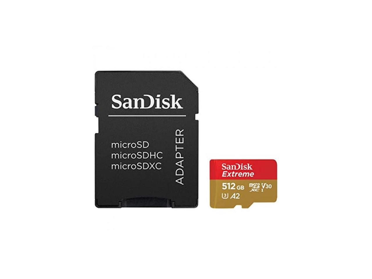 SanDisk Extreme 512 GB Class 3/UHS-I (U3) V30 microSDXC - 190 MB/s Read - 130 MB/s Write - 10 Year Warranty - Lifetime Warranty 1