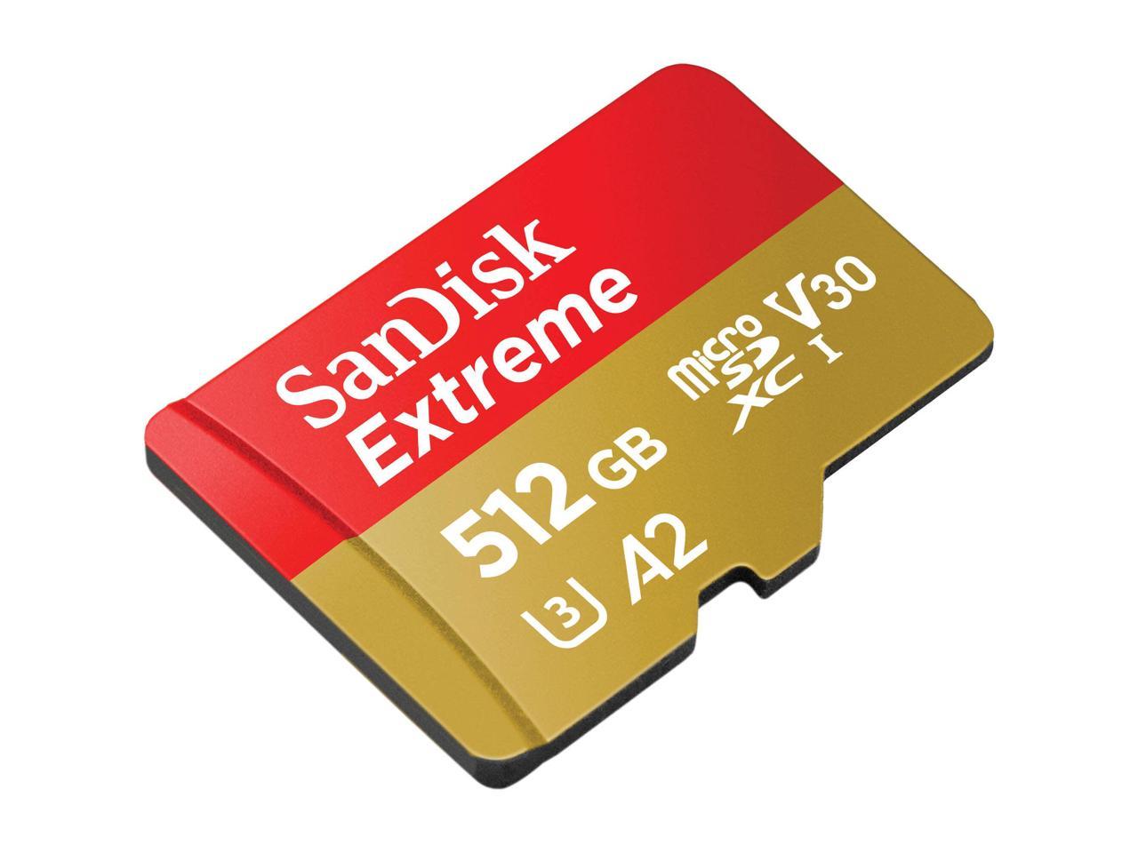 SanDisk Extreme 512 GB Class 3/UHS-I (U3) V30 microSDXC - 190 MB/s Read - 130 MB/s Write - 10 Year Warranty - Lifetime Warranty 3