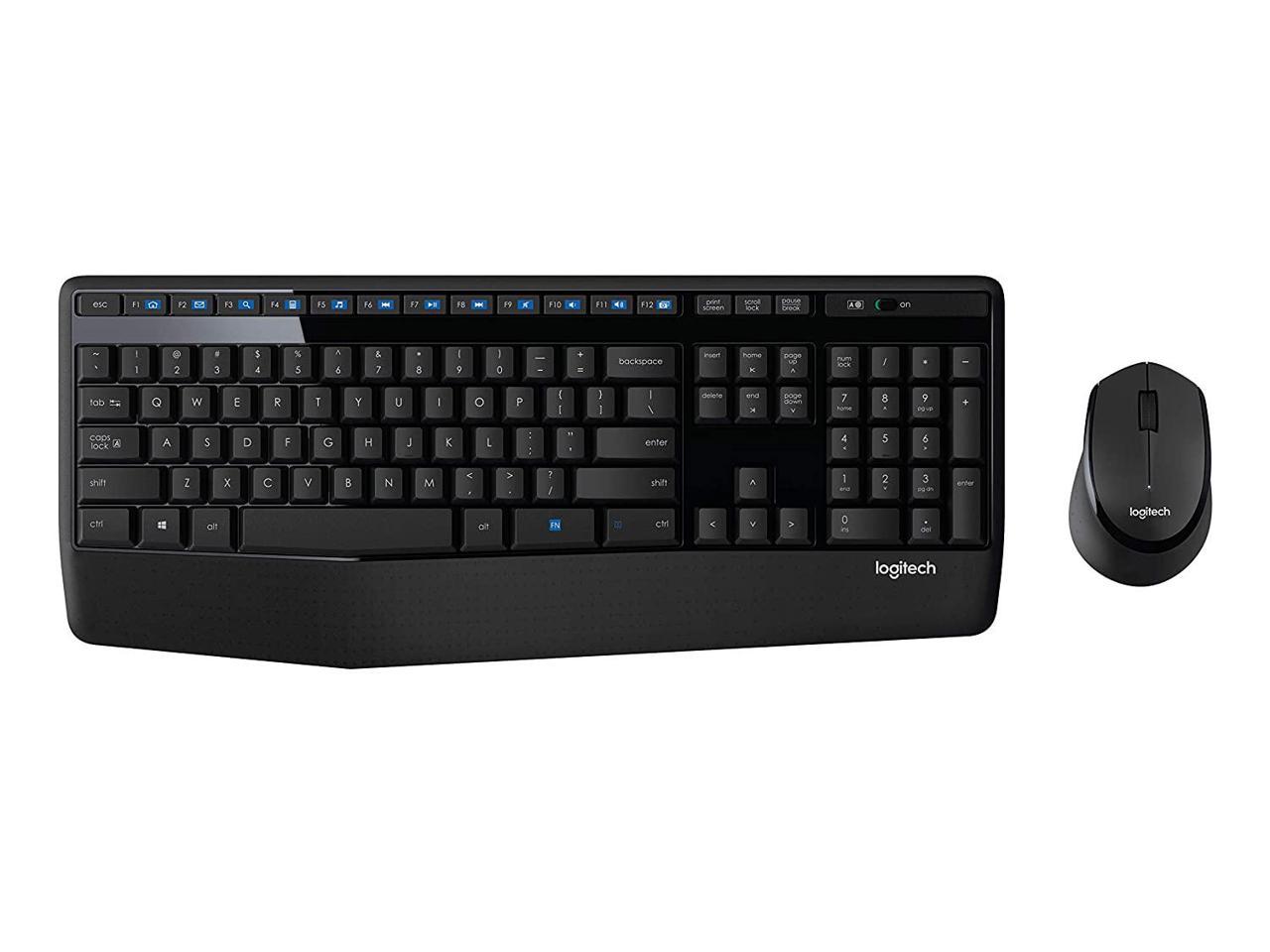 Logitech MK345 Wireless Combo Full-Sized Keyboard with Palm Rest and Comfortable Right-Handed Mouse, 2.4 GHz Wireless USB Receiver, Compatible with PC, Laptop 1