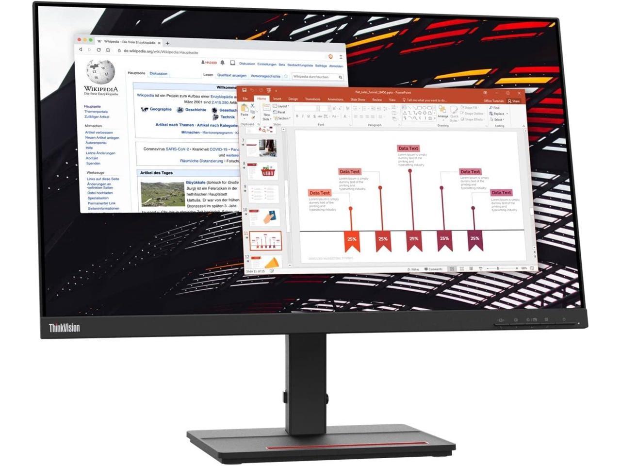 Lenovo ThinkVision S24e-20 24" (23.8" Viewable) Full HD 1920 x 1080 WLED LCD Monitor - 16:9 - 60 Hz - 4 ms - Raven Black (62AEKAT2US) 1