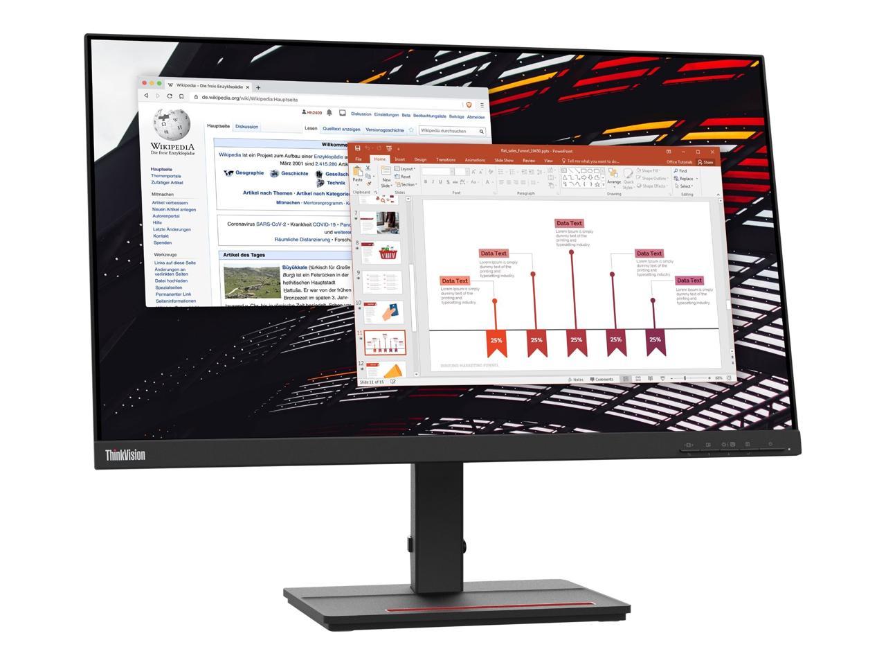 Lenovo ThinkVision S24e-20 24" (23.8" Viewable) Full HD 1920 x 1080 WLED LCD Monitor - 16:9 - 60 Hz - 4 ms - Raven Black (62AEKAT2US) 2