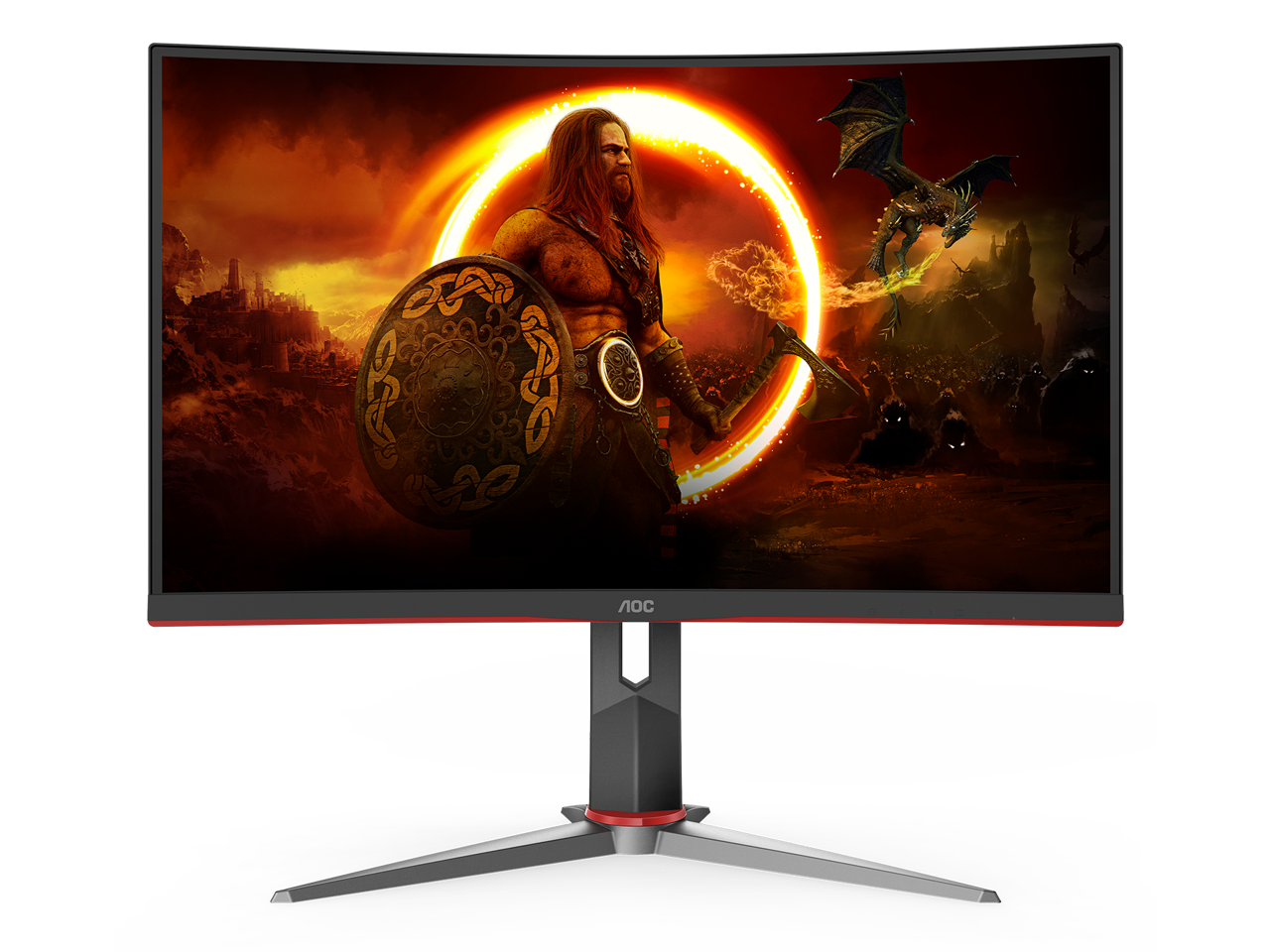 AOC 27" Curved Frameless Ultra-Fast Gaming Monitor, FHD 1080p, 0.5ms 240Hz, FreeSync, HDMI/DP/VGA, Height Adjustable, 3-Year Zero Dead Pixel Guarantee, Black, 27" FHD Curved (C27G2Z) 1