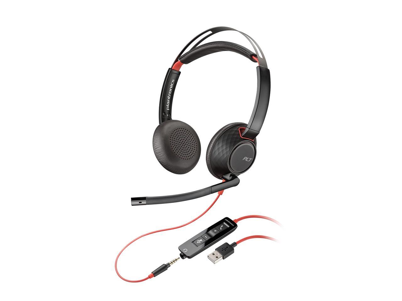 Poly Blackwire 5220 Headset - Stereo - USB Type C, USB, Mini-phone (3.5mm) - Wired - 32 Ohm - 20 Hz - 20 kHz - On-ear - Binaural - Supra-aural - 7.12 ft Cable - Noise Cancelling Microphone - Noise Can 2