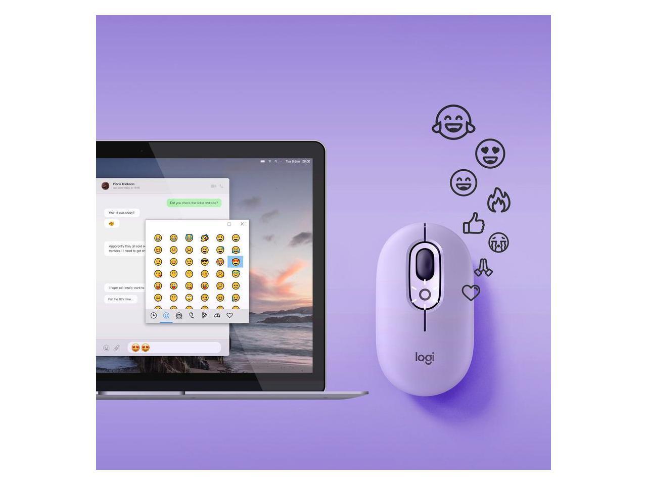 Logitech POP Wireless Mouse with Customizable Emoji - Wireless - Bluetooth - Cosmos - Scroll Wheel 2