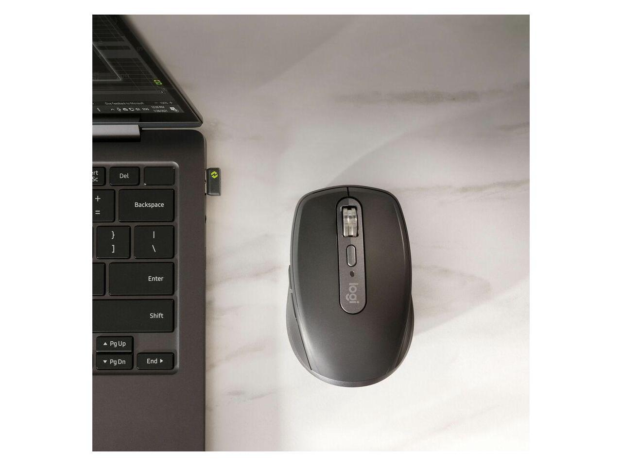 Logitech MX Anywhere 3S for Business - Wireless Mouse - Darkfield - Wireless - Bluetooth - Rechargeable - Graphite - USB Type C - 1000 dpi - 6 Button(s) - 4 Programmable Button(s) 5