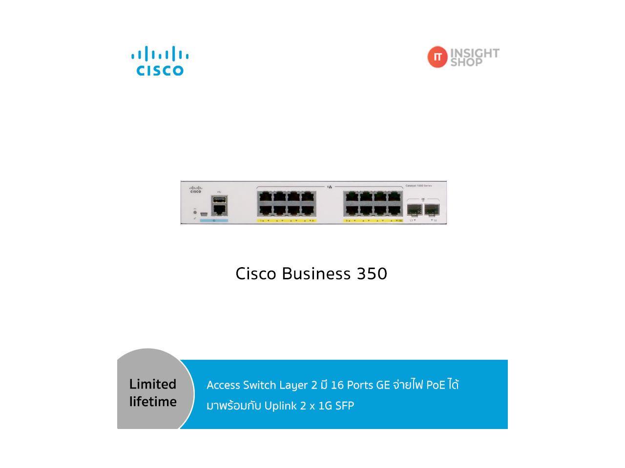 Cisco 350 CBS350-16P-2G 16-Port PoE SFP Managed Ethernet Switch CBS35016P2GNA 2