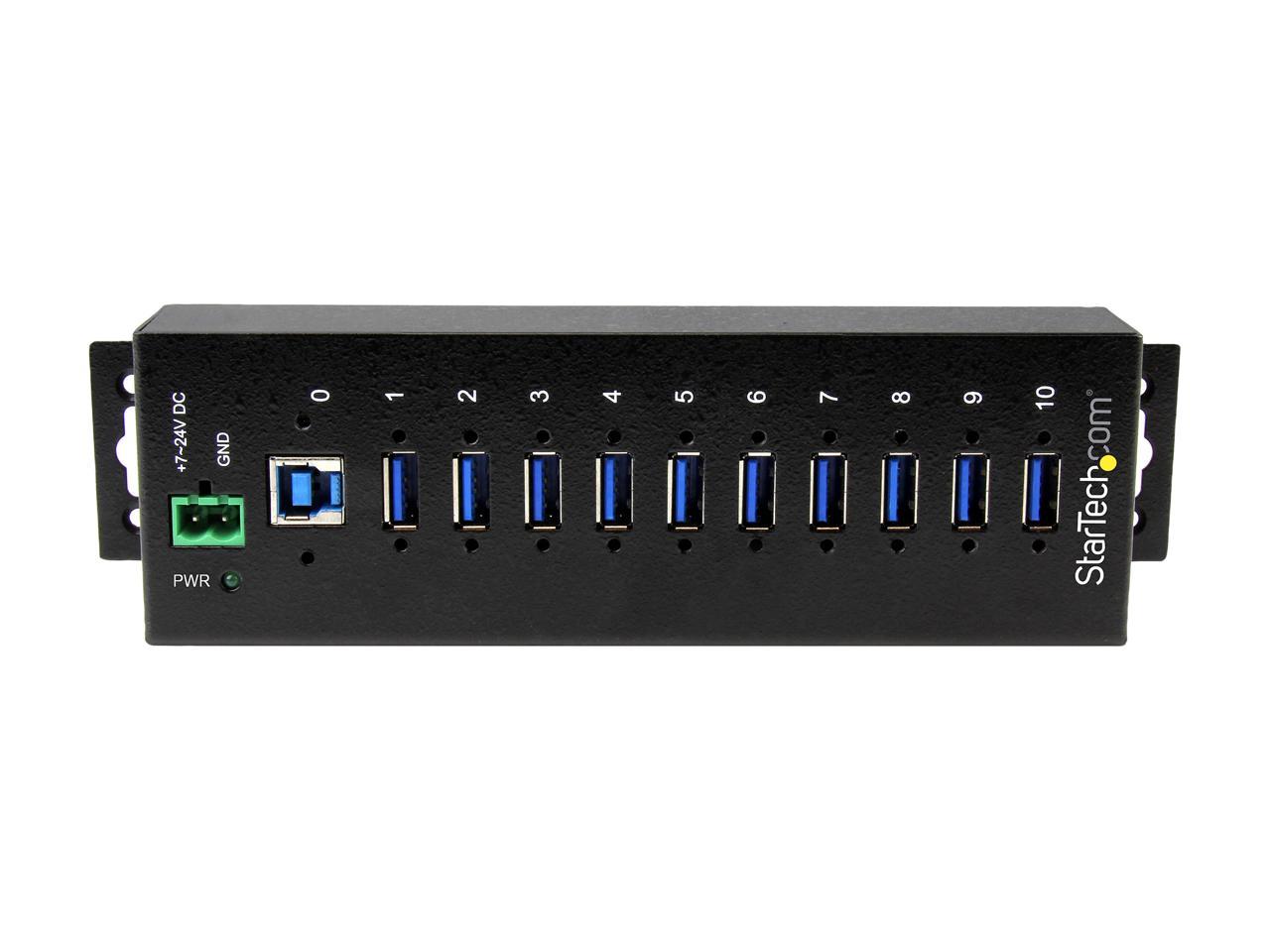 StarTech.com ST1030USBM 10 Port USB 3.0 Hub - Industrial - ESD and Surge Protection - DIN Rail or Surface Mountable - Metal - Powered USB Hub 2