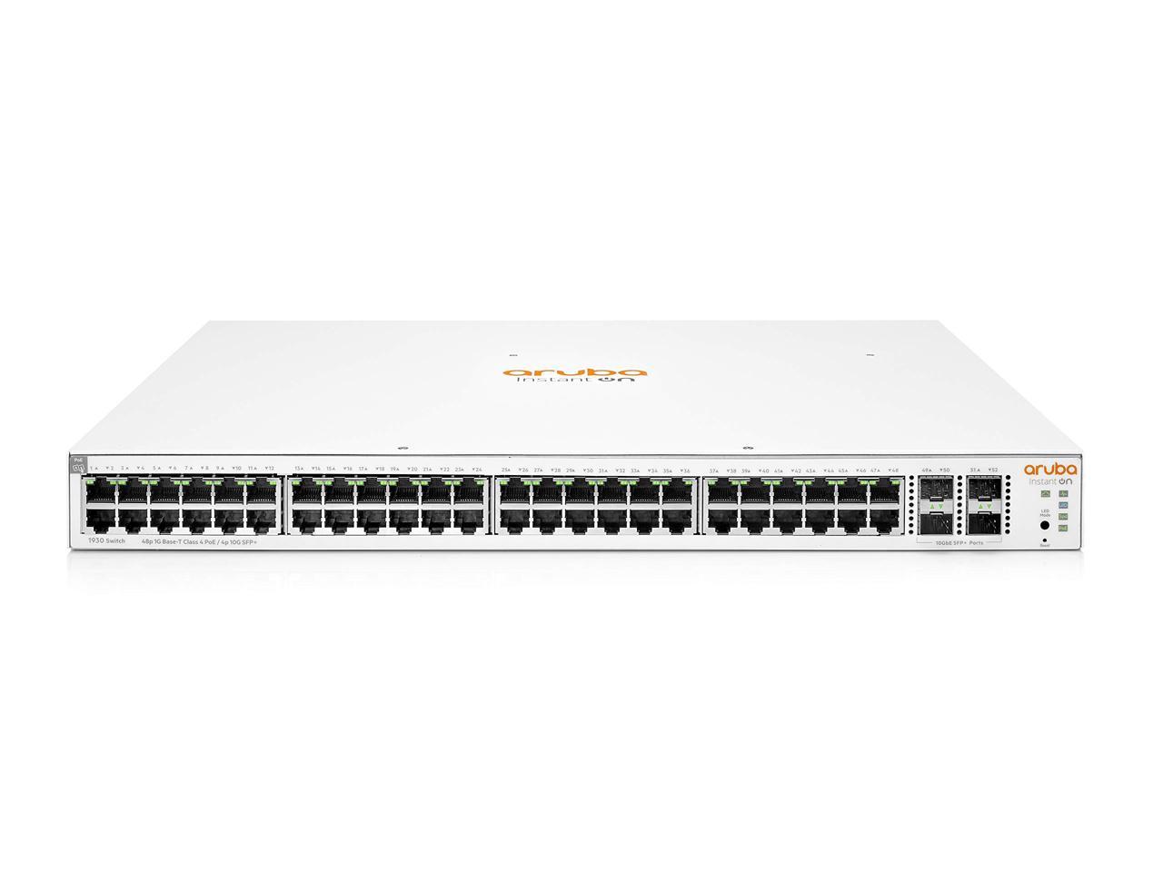 Aruba Instant On 1930 48-Port Gb Ethernet 48xGE PoE (370W), 4X 1G/10G SFP+, L2+ Smart Switch US Cord (JL686B#ABA) 1