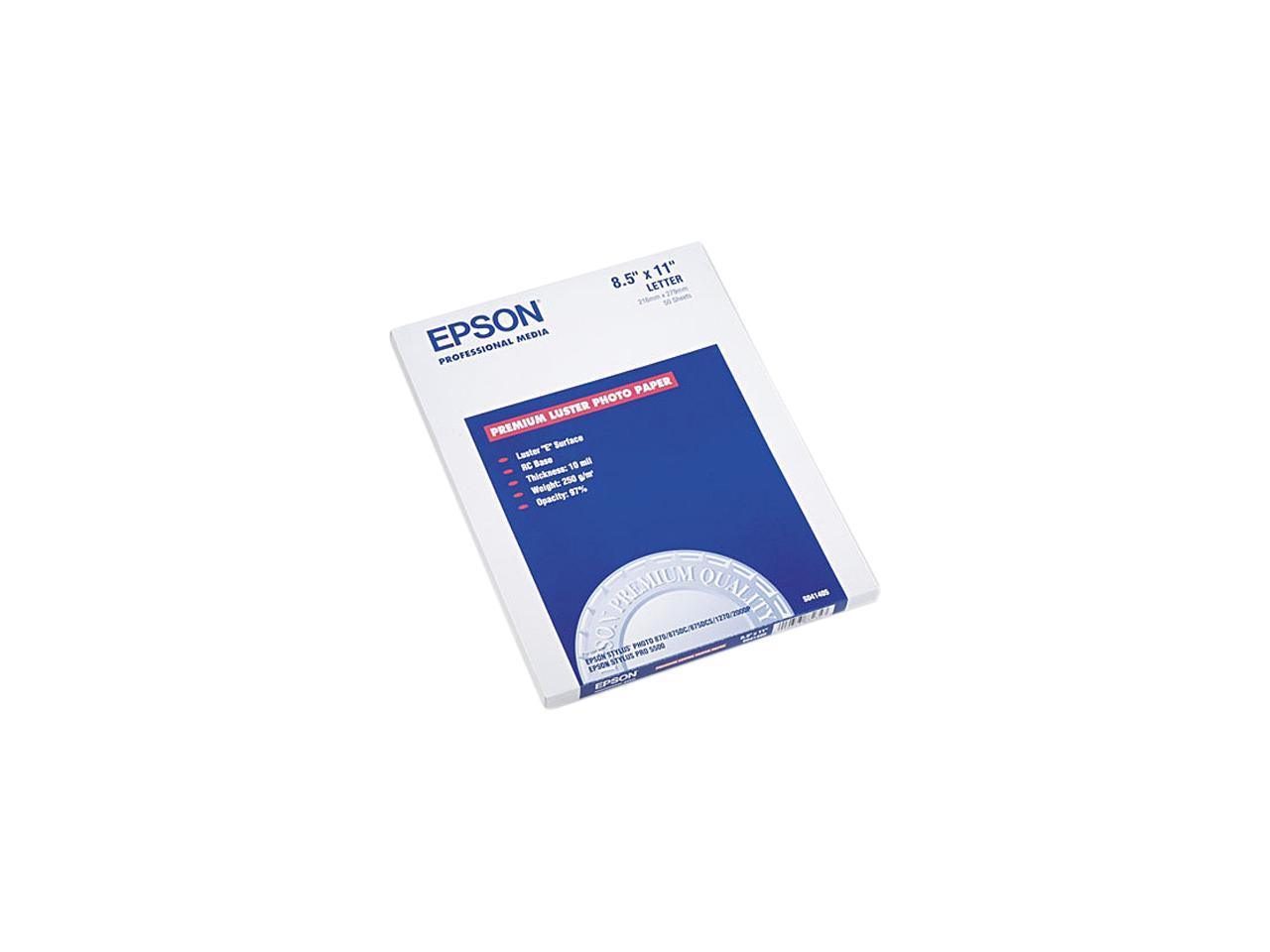 Epson S041405 Ultra Premium Photo Paper, 64 lbs., Luster, 8-1/2 x 11, 50 Sheets/Pack 1