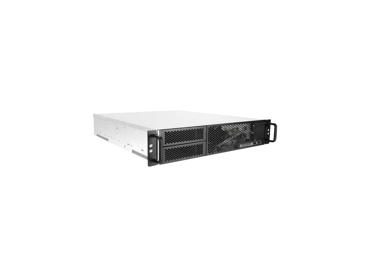 IN WIN IW-R200-02N Silver SGCC 2U Rackmount Open-Bay 2U Short Depth Server Chassis 2 External 5.25" Drive Bays 1