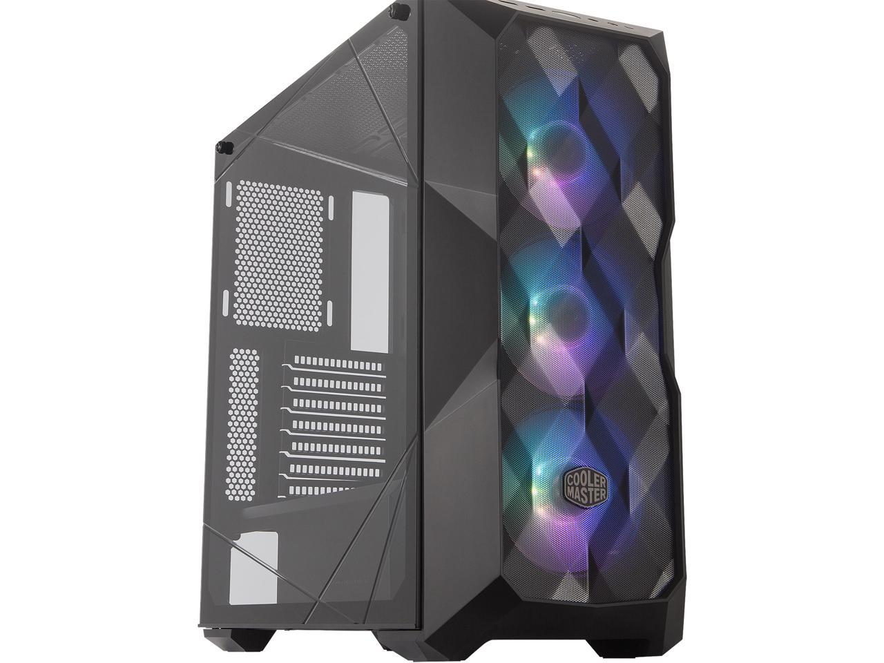 Cooler Master MasterBox TD500 Mesh Airflow ATX Mid-Tower with Polygonal Mesh Front Panel, Crystalline Tempered Glass, E-ATX up to 10.5", Three 120mm ARGB Lighting Fans 1