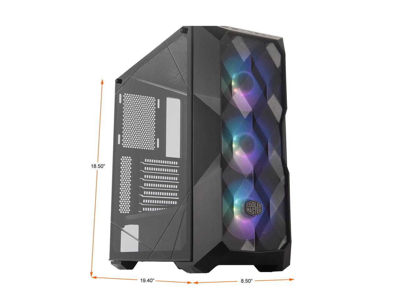 Cooler Master MasterBox TD500 Mesh Airflow ATX Mid-Tower with Polygonal Mesh Front Panel, Crystalline Tempered Glass, E-ATX up to 10.5", Three 120mm ARGB Lighting Fans 2