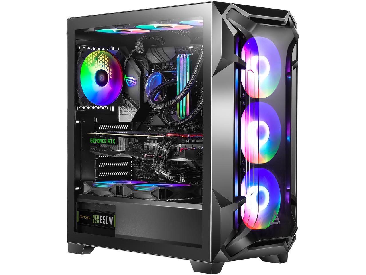 Antec Dark League DF600 FLUX, Mid-Tower ATX Gaming Case, FLUX Platform, 5 x 120mm Fans Included, ARGB & PWM Fan Controller, Tempered Glass Side Panel, 2 x USB3.0, High-End GPU Support 1