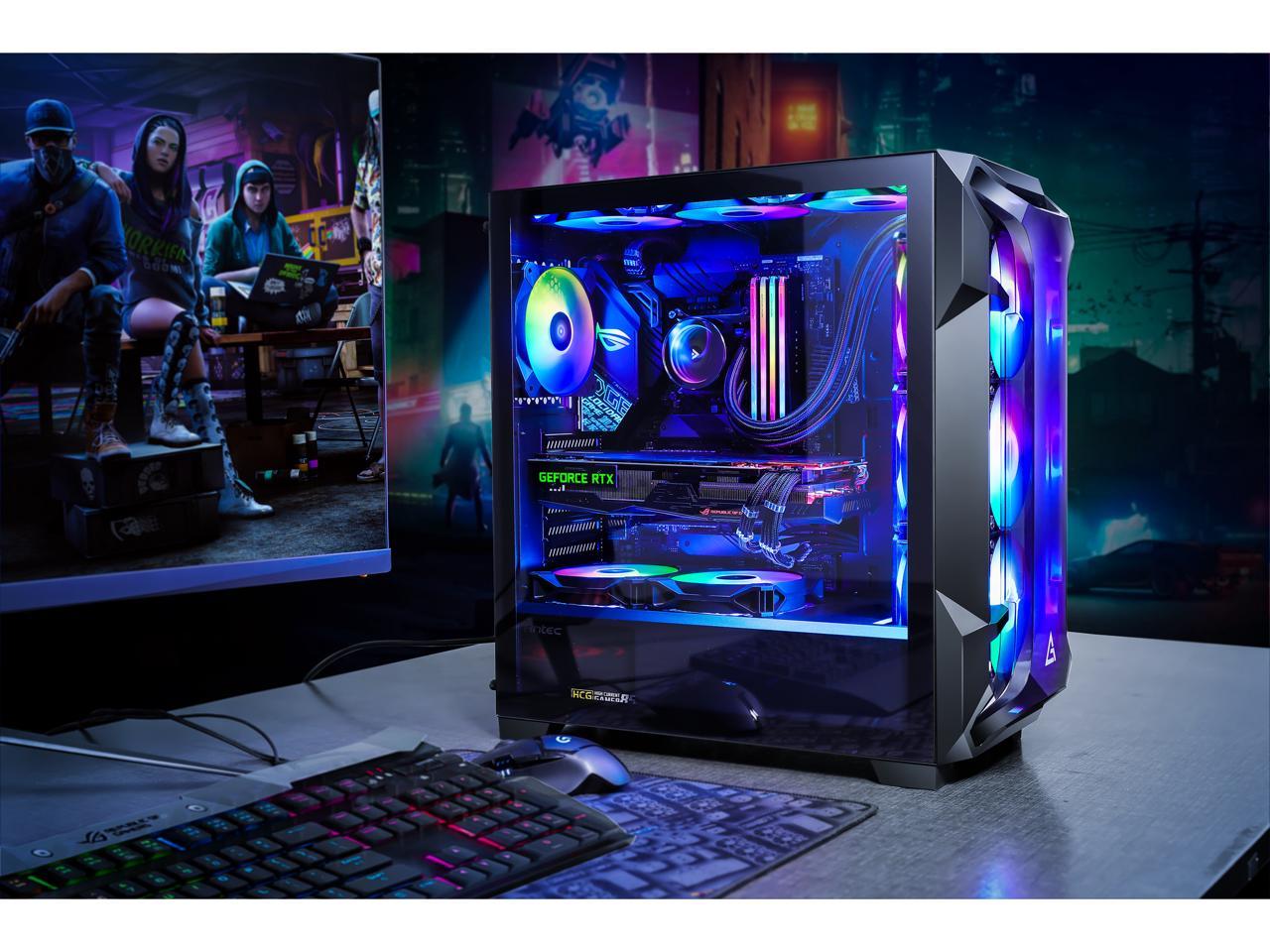 Antec Dark League DF600 FLUX, Mid-Tower ATX Gaming Case, FLUX Platform, 5 x 120mm Fans Included, ARGB & PWM Fan Controller, Tempered Glass Side Panel, 2 x USB3.0, High-End GPU Support 3