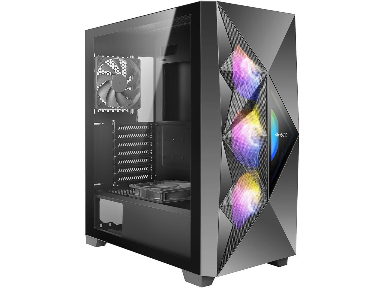 Antec Dark League DF800 FLUX, FLUX Platform, 5 x 120 mm Fans Included, ARGB & PWM Fan Controller, Tempered Glass Side Panel, Geometrical Mesh Front, Mid-Tower ATX Gaming Case 1