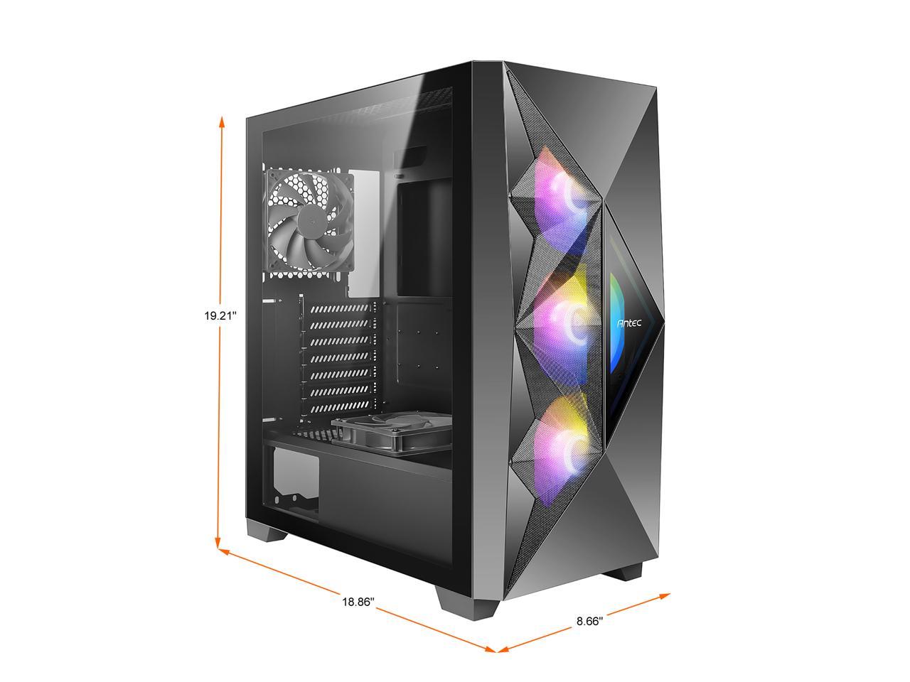 Antec Dark League DF800 FLUX, FLUX Platform, 5 x 120 mm Fans Included, ARGB & PWM Fan Controller, Tempered Glass Side Panel, Geometrical Mesh Front, Mid-Tower ATX Gaming Case 2