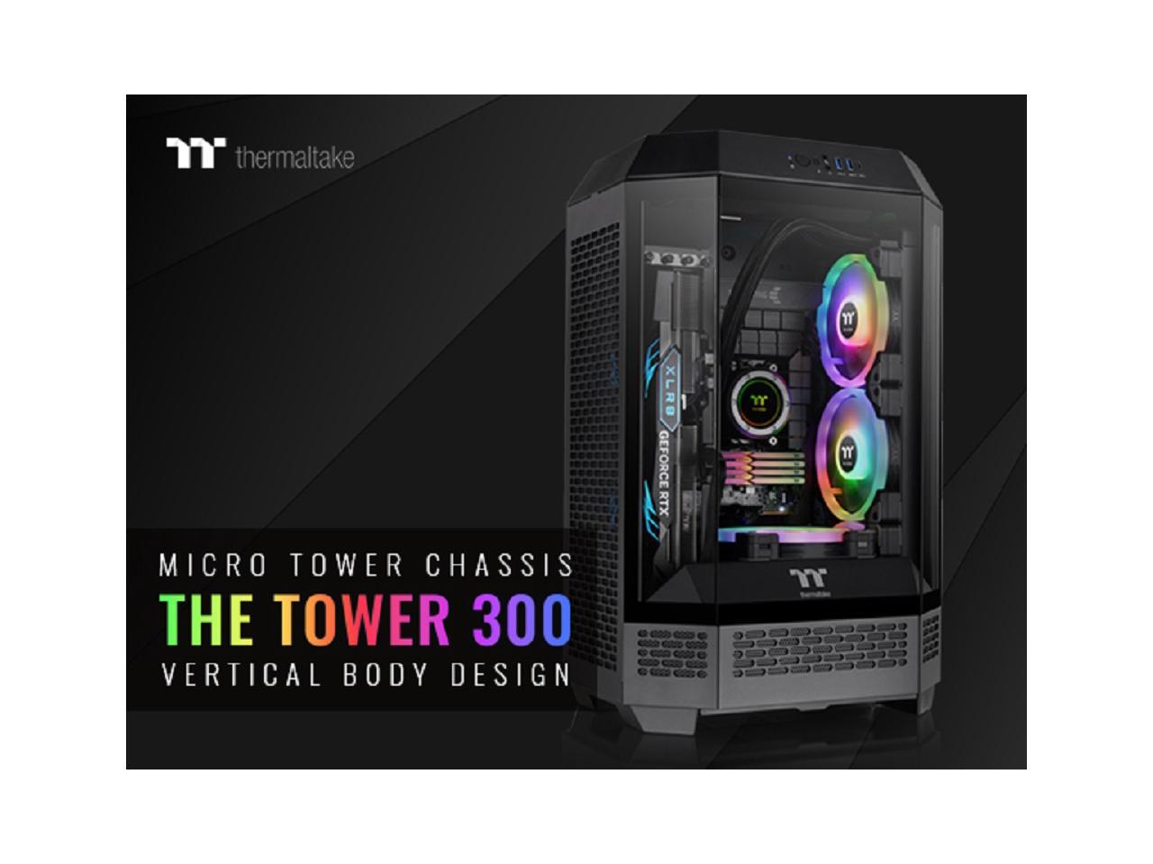 Thermaltake Tower 300 Black Micro-ATX Case; 2x140mm CT Fan Included; Support Up to 420mm Radiator; Horizontal display capable with optional Chassis Stand Kit/Optional LCD Kit; CA-1Y4-00S1WN-00 1