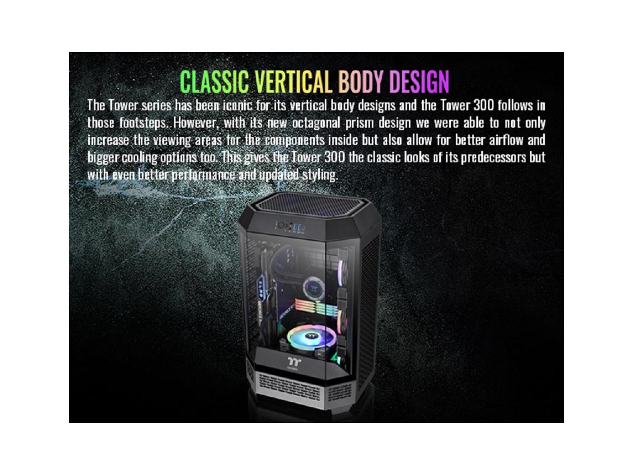 Thermaltake Tower 300 Black Micro-ATX Case; 2x140mm CT Fan Included; Support Up to 420mm Radiator; Horizontal display capable with optional Chassis Stand Kit/Optional LCD Kit; CA-1Y4-00S1WN-00 4