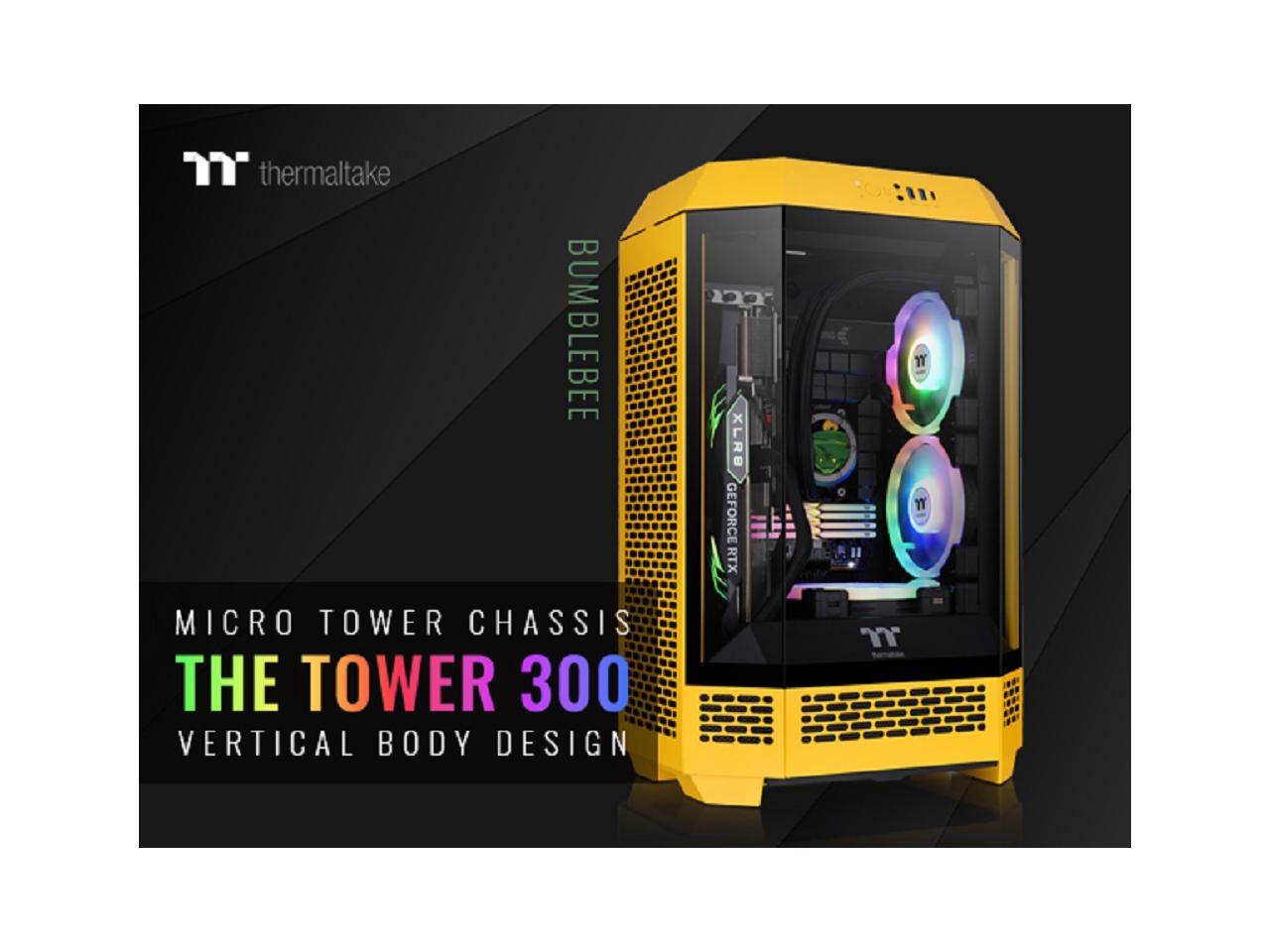 Thermaltake Tower 300 BumbleBee Micro-ATX Case; 2x140mm CT Fan Included; Support Up to 420mm Radiator; Horizontal display capable with optional Chassis Stand Kit/Optional LCD Kit; CA-1Y4-00S4WN-00 1