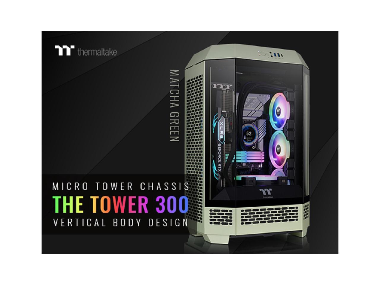 Thermaltake Tower 300 Matcha Green Micro-ATX Case; 2x140mm CT Fan Included; Support Up to 420mm Radiator; Horizontal display capable with optional Chassis Stand Kit/Optional LCD Kit; CA-1Y4-00SEWN-00 1