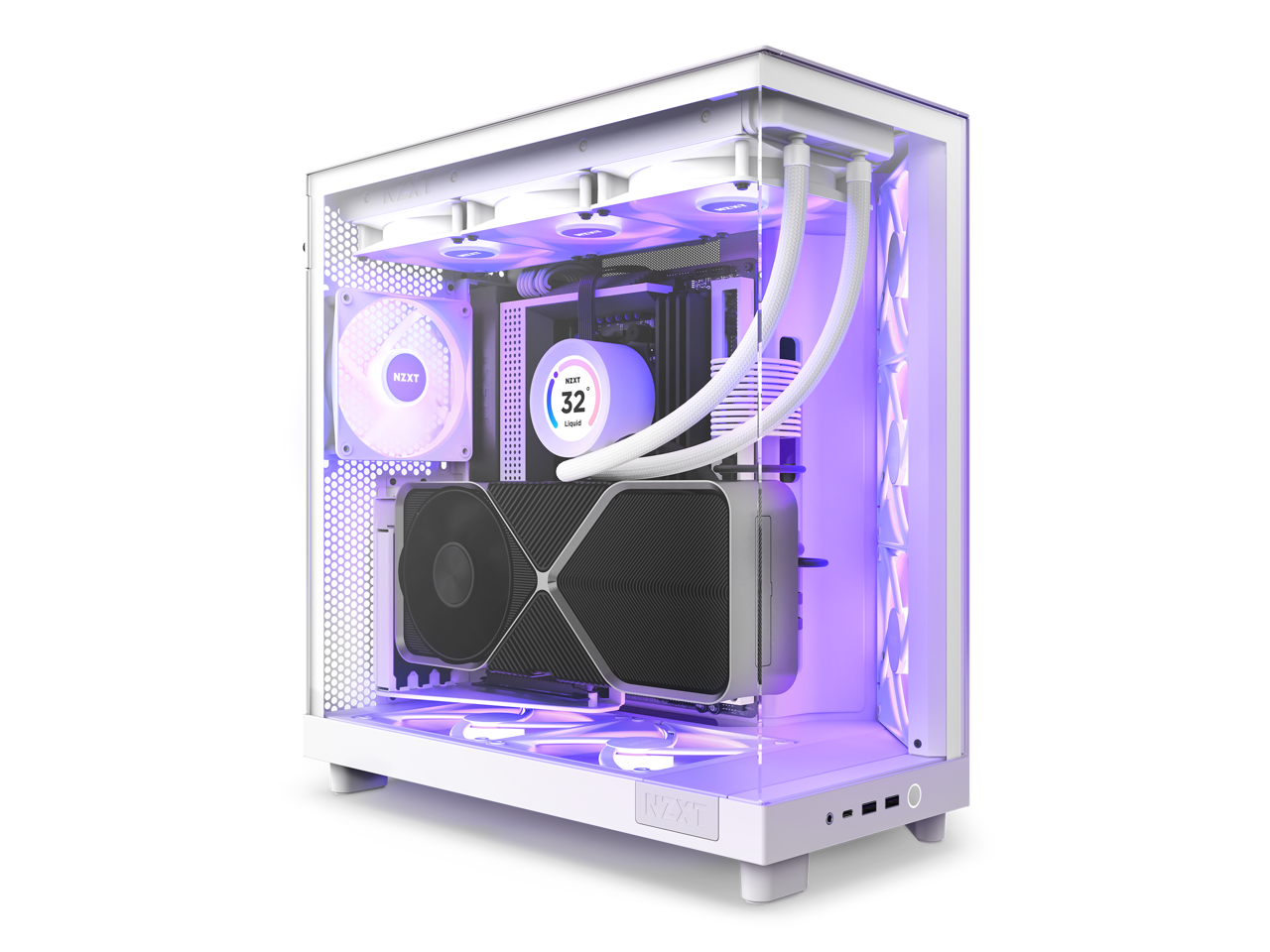 NZXT H6 FLOW RGB Compact Dual-Chamber Mid-Tower Airflow Case, White, CC-H61FW-R1 2