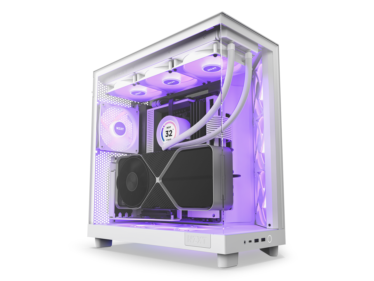 NZXT H6 FLOW RGB Compact Dual-Chamber Mid-Tower Airflow Case, White, CC-H61FW-R1 1