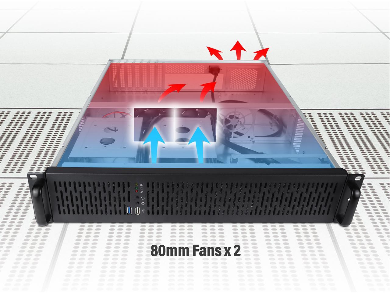 Rosewill RSV-Z2850U 2U Server Chassis Rackmount Case, 4x 3.5" Bays, 2x 2.5" Devices, ATX Compatible, Up to 4x 80mm Fans, 1x USB 3.0, 1x USB 2.0, Silver/Black 3