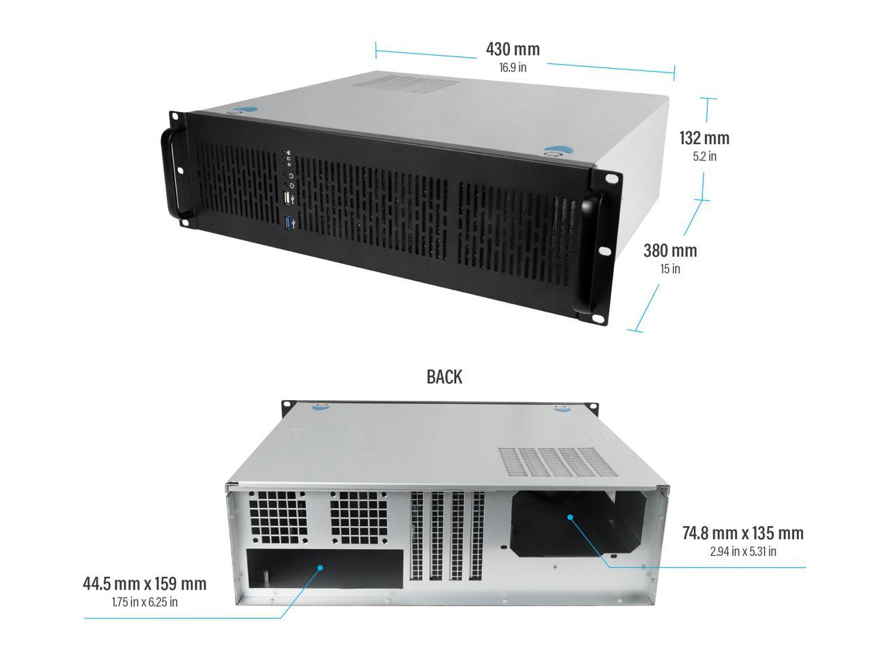 Rosewill RSV-Z3100U 3U Server Chassis Rackmount Case, 6x 3.5" Bays, ATX Compatible, 2x 80mm Fans, 1x USB 3.0, 1x USB 2.0, Silver/Black 5