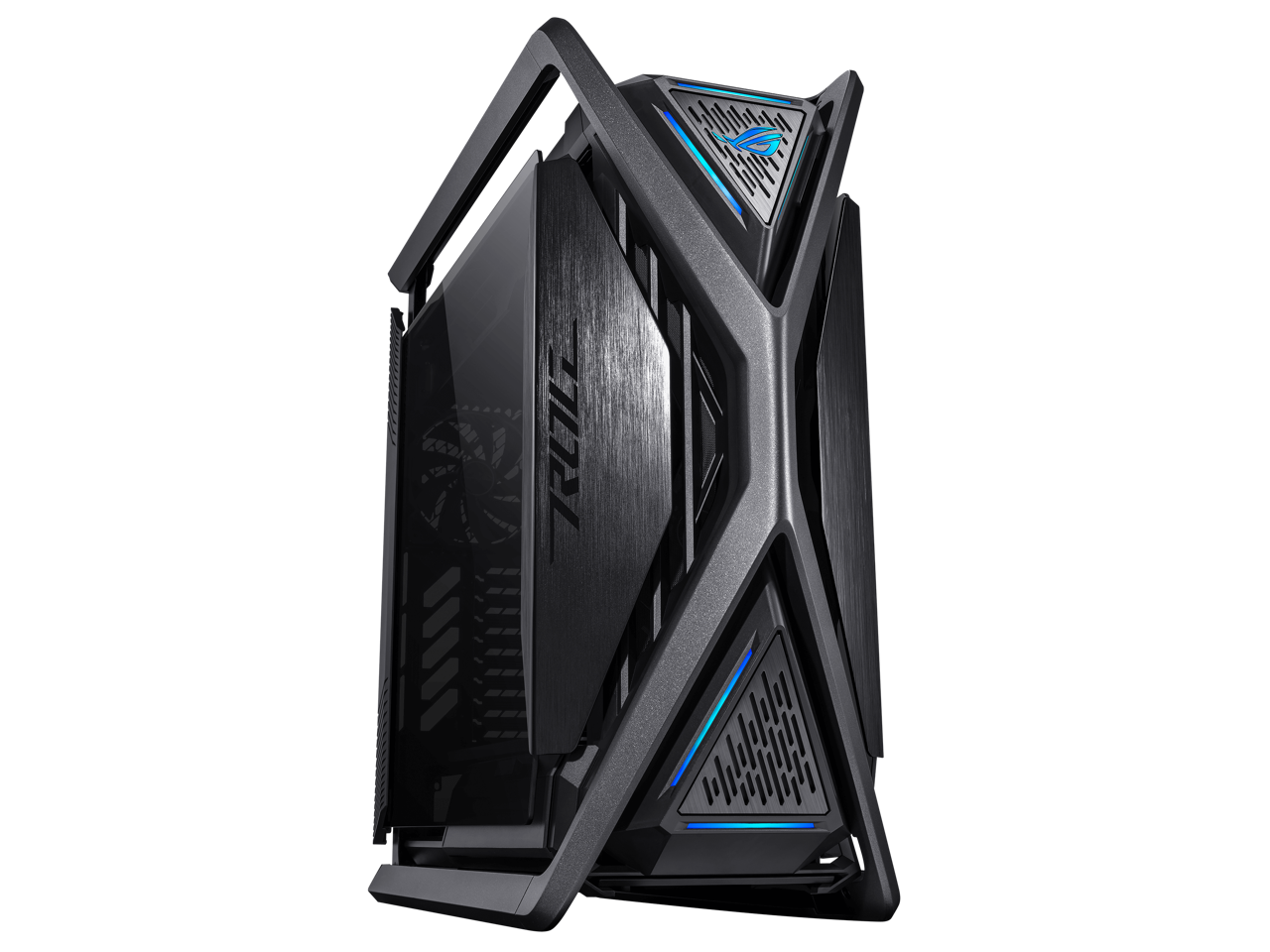 ASUS ROG Hyperion GR701 EATX full-tower computer case with semi-open structure, tool-free side panels, supports up to 2 x 420mm radiators, built-in graphics card holder,2x front panel Type-C 1