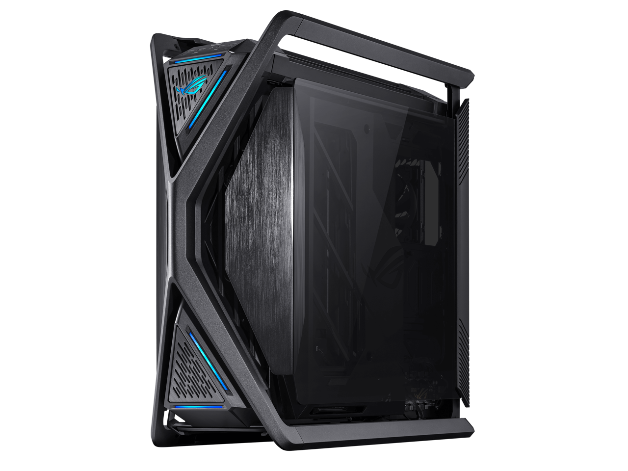 ASUS ROG Hyperion GR701 EATX full-tower computer case with semi-open structure, tool-free side panels, supports up to 2 x 420mm radiators, built-in graphics card holder,2x front panel Type-C 3