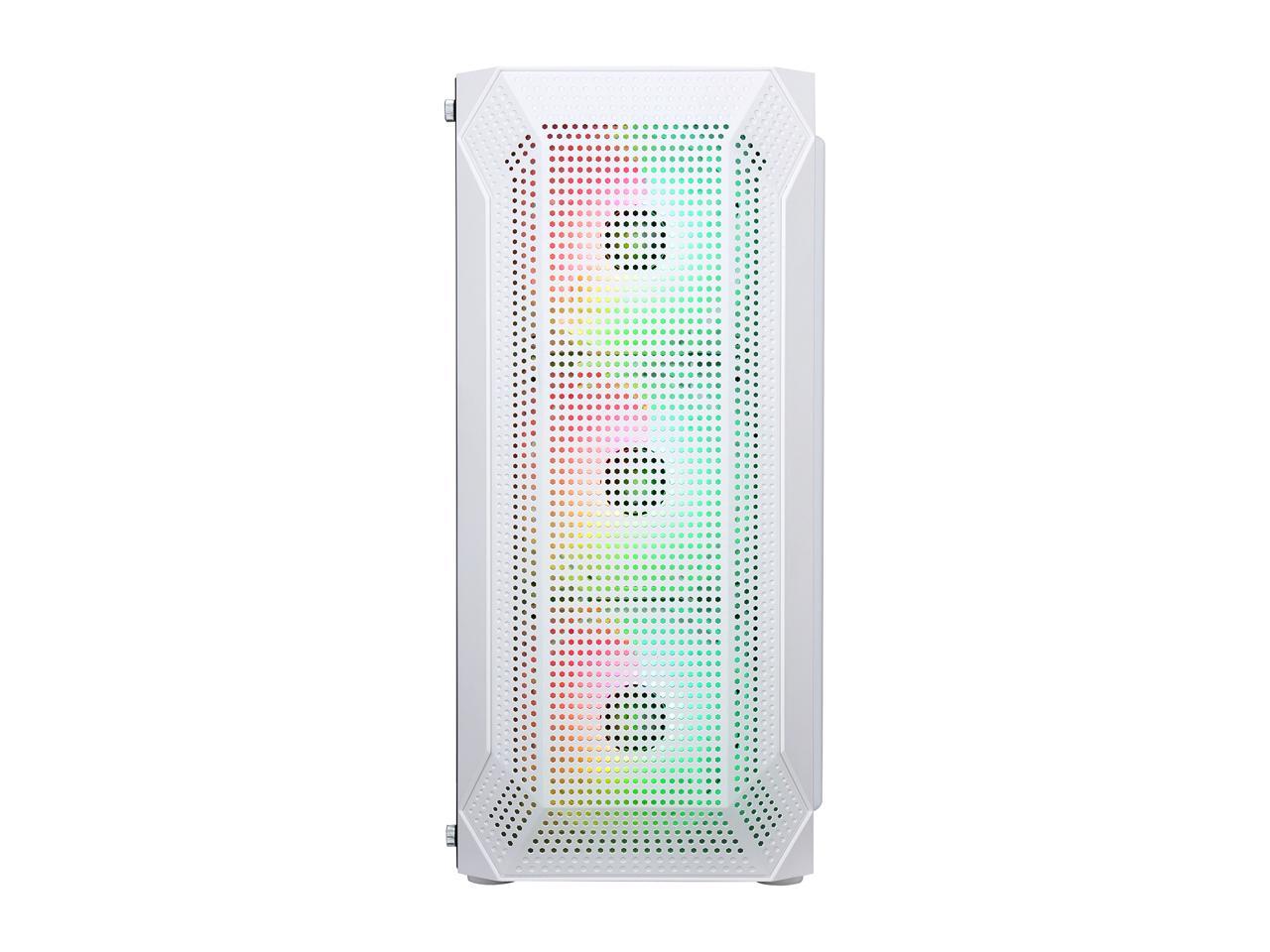 SAMA SAMA-Z4 White Steel / Tempered Glass ATX Mid Tower Computer Case w/ 4 x 120mm ARGB LED Fans (Pre-Installed) 2