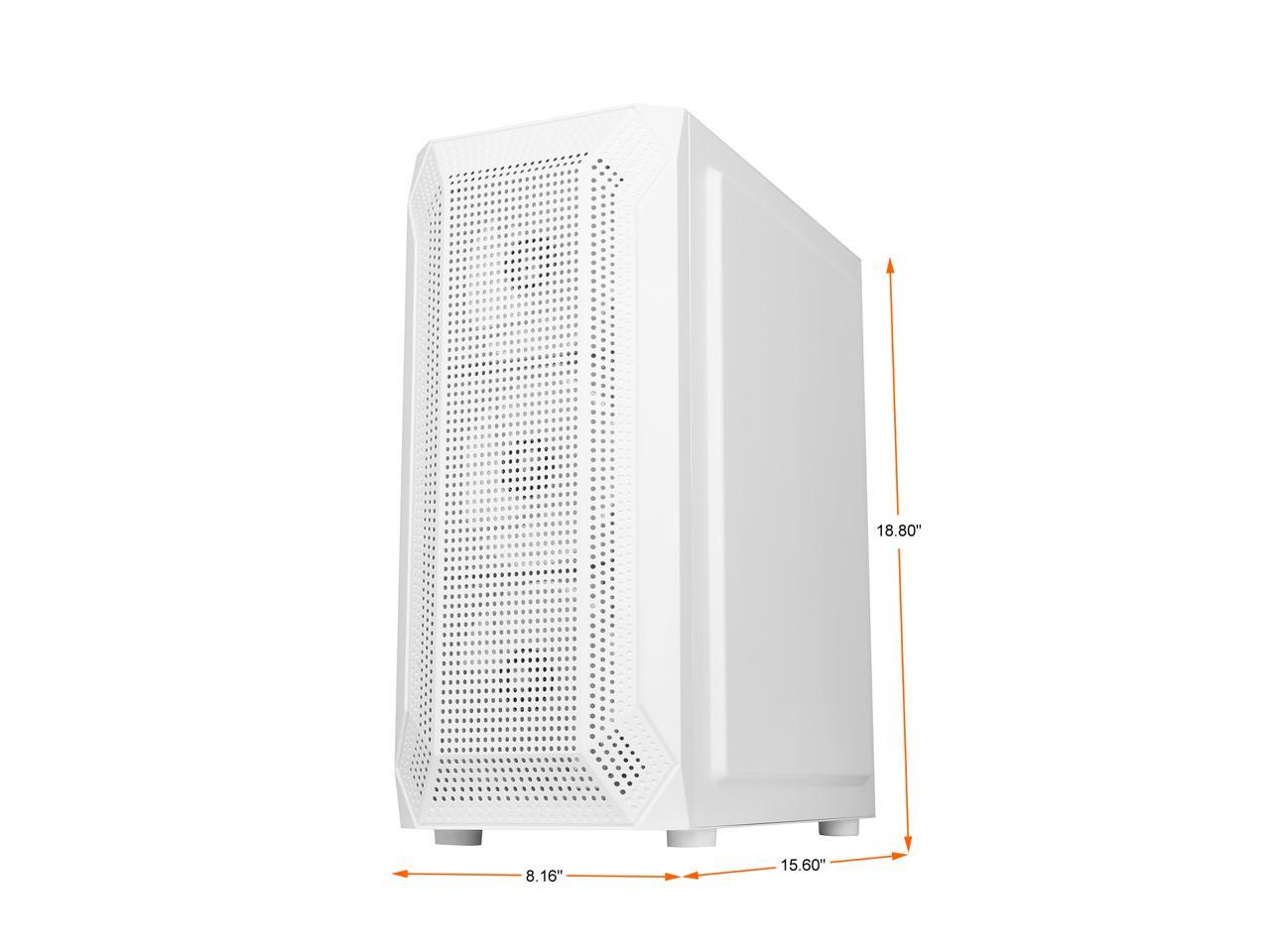 SAMA SAMA-Z4 White Steel / Tempered Glass ATX Mid Tower Computer Case w/ 4 x 120mm ARGB LED Fans (Pre-Installed) 5