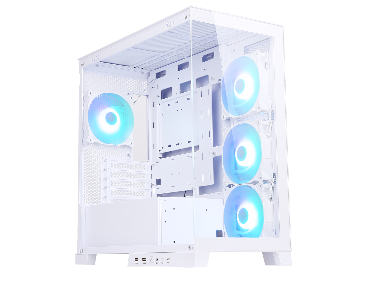 Sama AR01-RGB-W White Dual USB3.0 and Type C, Dual Tempered Glass Micro -ATX Tower Gaming Computer Case w/ 4 x ARGB LED Fans (3 x120mm xSide,1 x120mm x Rear) Pre-Installed 1