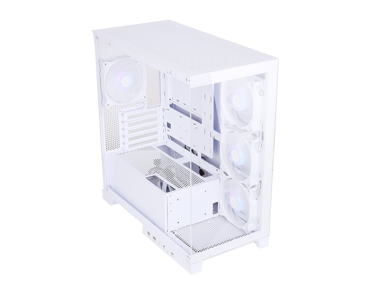 Sama AR01-RGB-W White Dual USB3.0 and Type C, Dual Tempered Glass Micro -ATX Tower Gaming Computer Case w/ 4 x ARGB LED Fans (3 x120mm xSide,1 x120mm x Rear) Pre-Installed 4