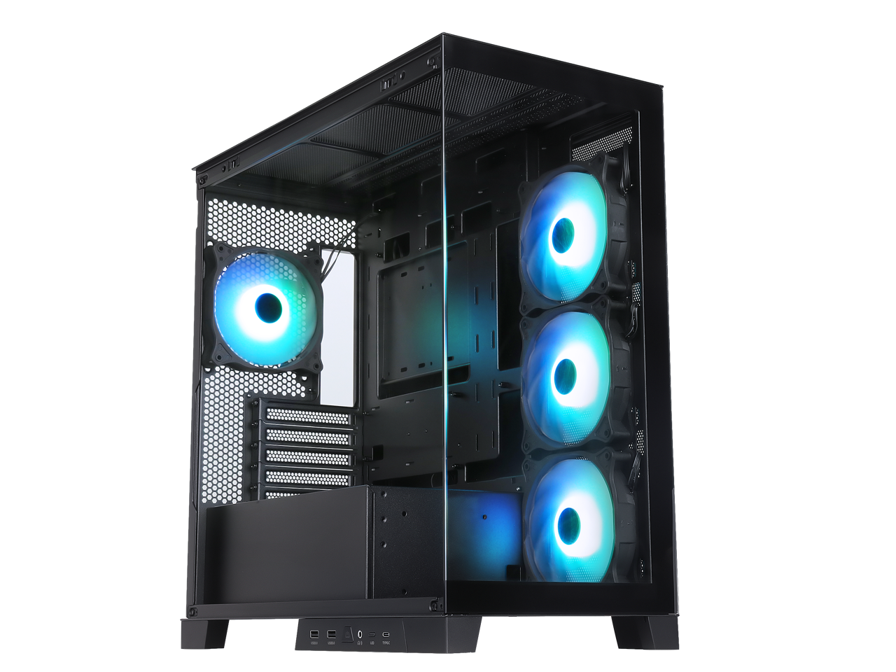 Sama AR01-RGB-BK Black Dual USB3.0 and Type C, Dual Tempered Glass Micro -ATX Tower Gaming Computer Case w/ 4 x ARGB LED Fans (3 x120mm xSide, 1 x120mm x Rear)Pre-Installed 1