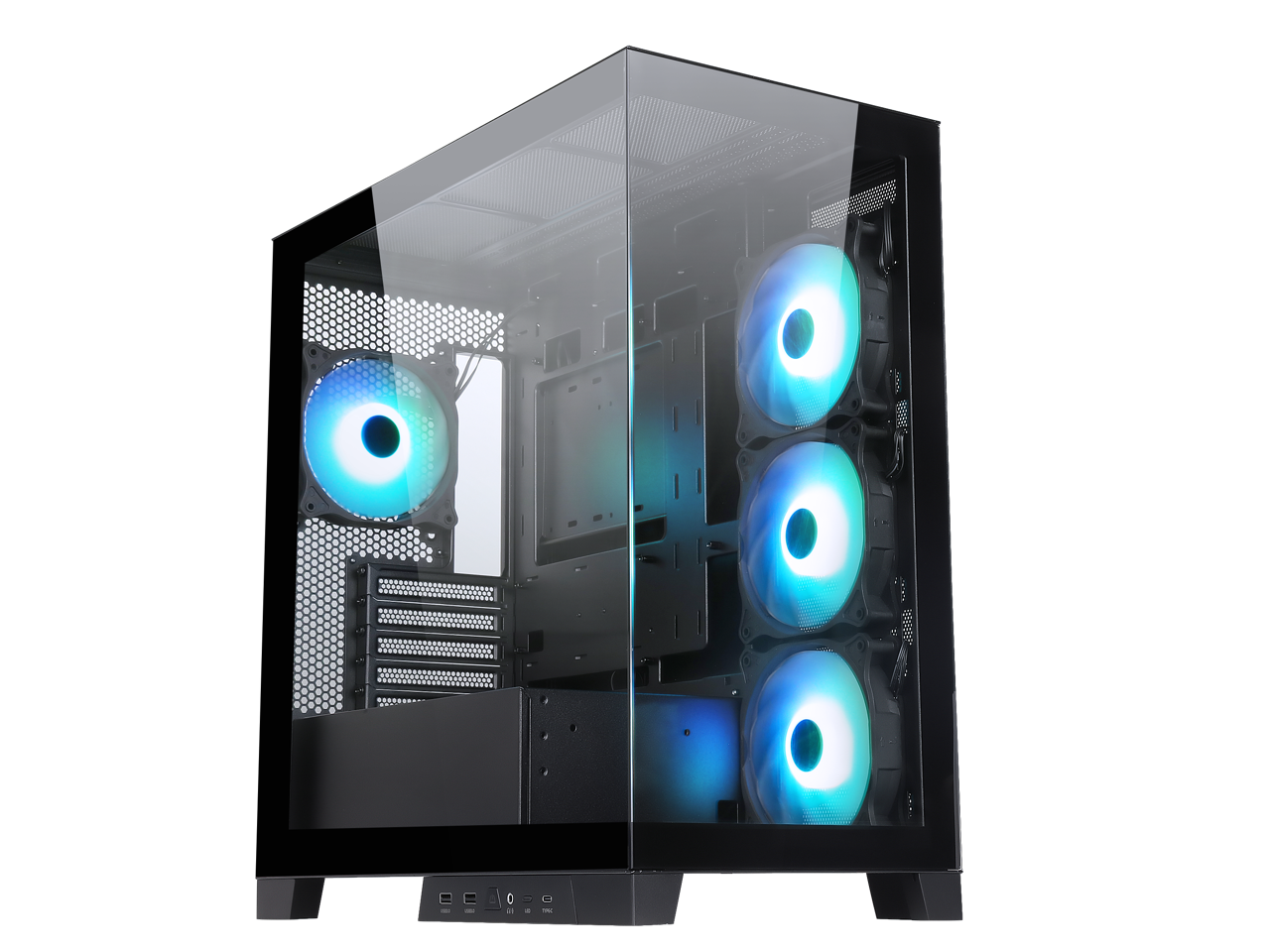 Sama AR01-RGB-BK Black Dual USB3.0 and Type C, Dual Tempered Glass Micro -ATX Tower Gaming Computer Case w/ 4 x ARGB LED Fans (3 x120mm xSide, 1 x120mm x Rear)Pre-Installed 2