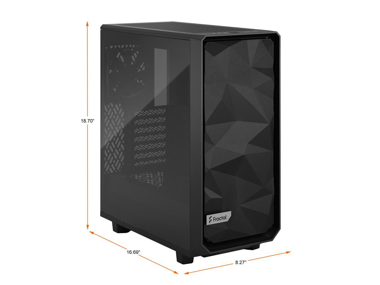 Fractal Design Meshify 2 Compact Black ATX Flexible High-Airflow Light Tinted Tempered Glass Window Mid Tower Computer Case 4