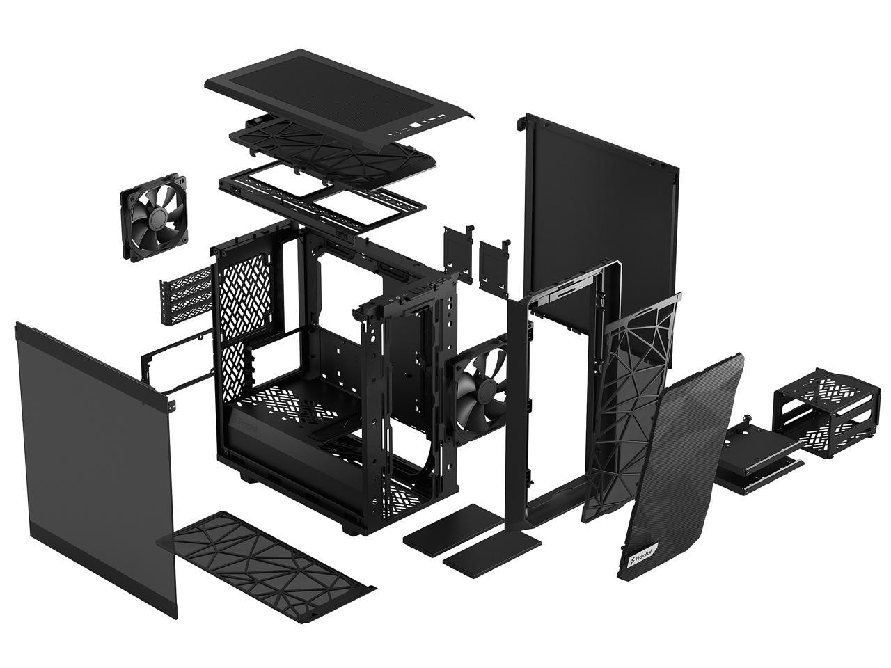 Fractal Design Meshify 2 Mini Black TG mATX High-Airflow Dark Tinted Tempered Glass Window Computer Case 3