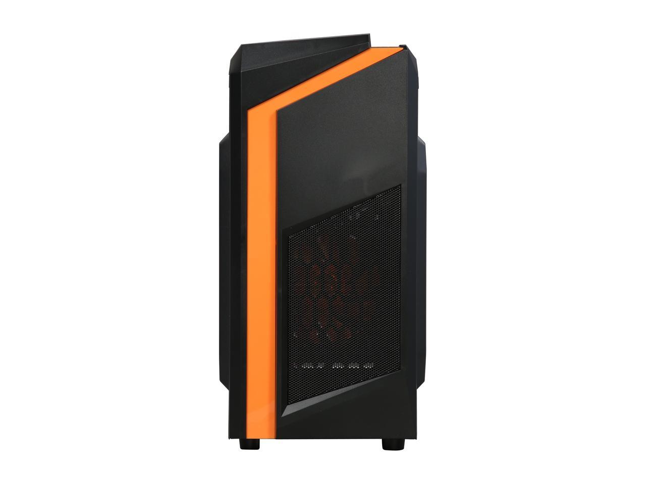 DIYPC  DIY-F2-O Black/Orange USB 3.0 Micro-ATX Mini Tower Gaming Computer Case with 2 x Orange LED Fans (Pre-installed) 2