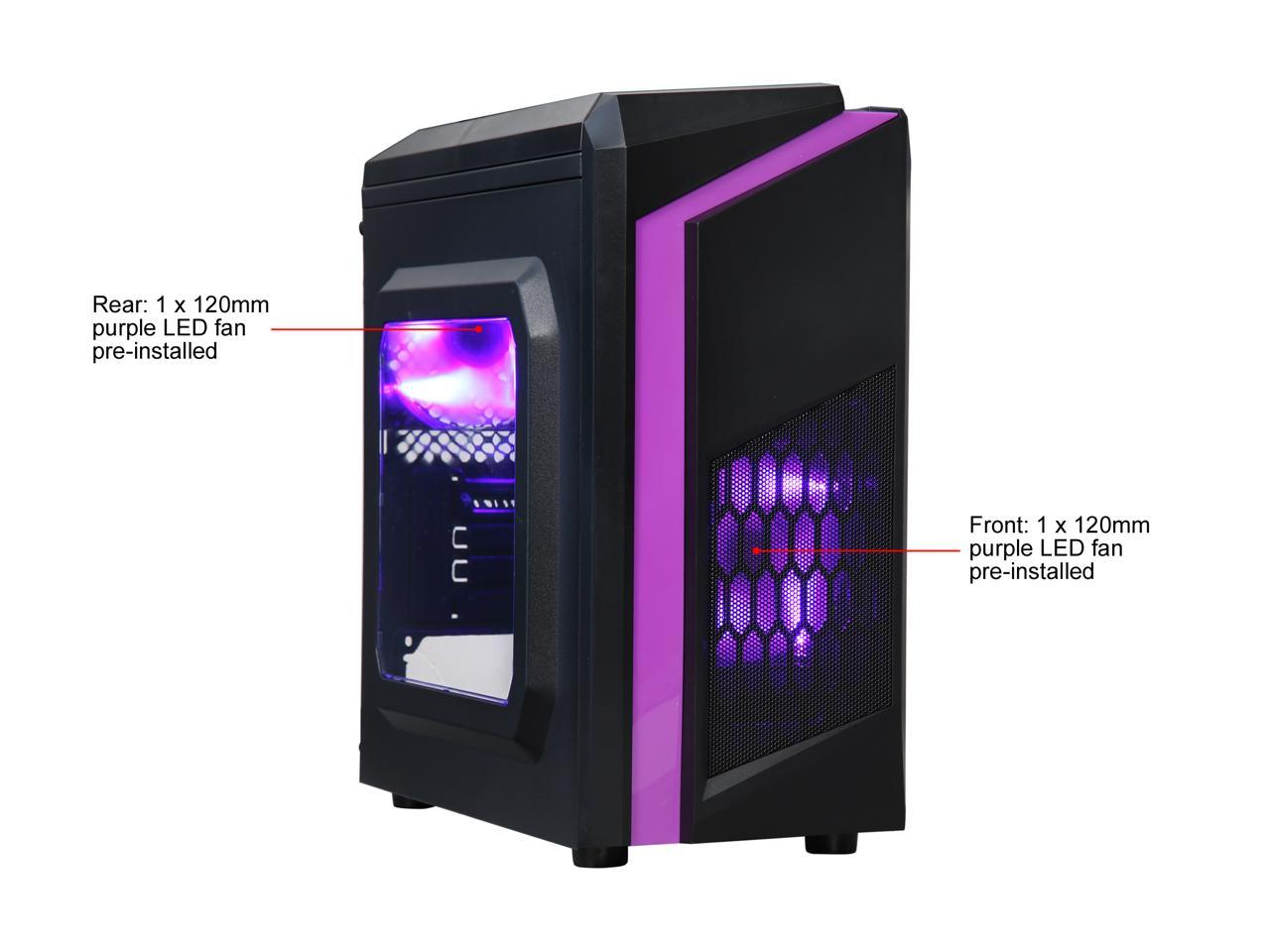 DIYPC DIY-F2-P Black / Purple SPCC Micro ATX Mini Tower Computer Case 2