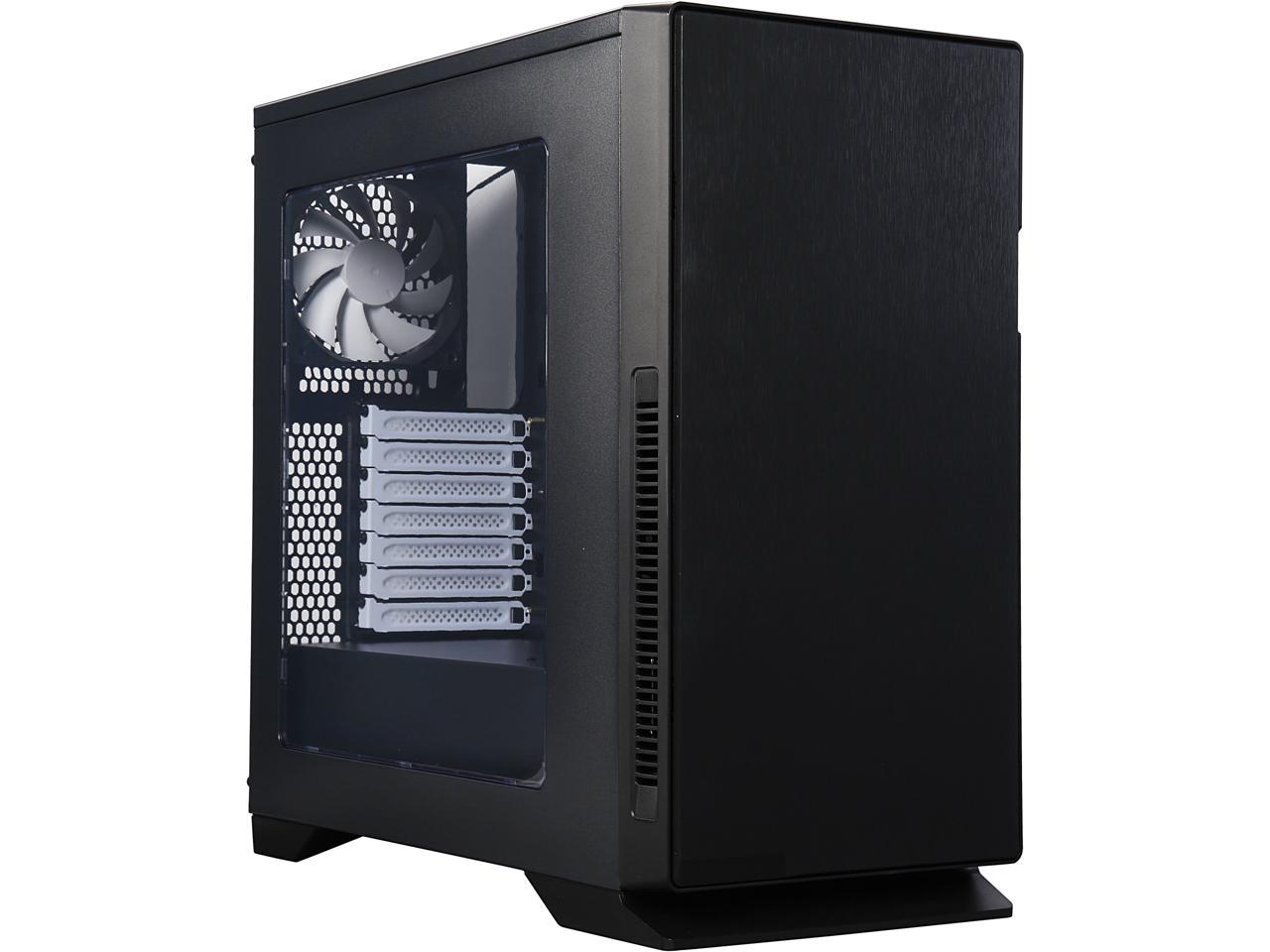 DIYPC Silence-BK-Window Black Dual USB 3.0 ATX Mid Tower Silent Computer Case with Build-in 3 x White Fans (2 x 120mm Fan x Front, 1 x 120mm Fan x rear), w/Fan Controller 1