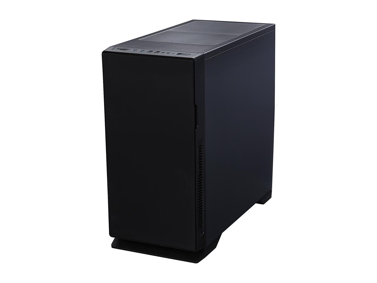 DIYPC Silence-BK-Window Black Dual USB 3.0 ATX Mid Tower Silent Computer Case with Build-in 3 x White Fans (2 x 120mm Fan x Front, 1 x 120mm Fan x rear), w/Fan Controller 3