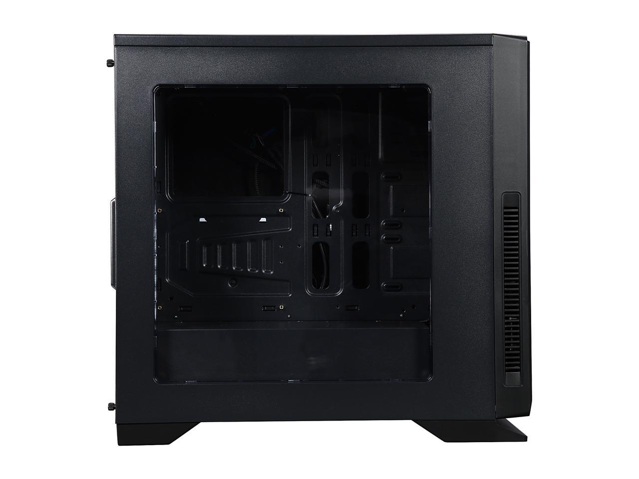 DIYPC Silence-BK-Window Black Dual USB 3.0 ATX Mid Tower Silent Computer Case with Build-in 3 x White Fans (2 x 120mm Fan x Front, 1 x 120mm Fan x rear), w/Fan Controller 4