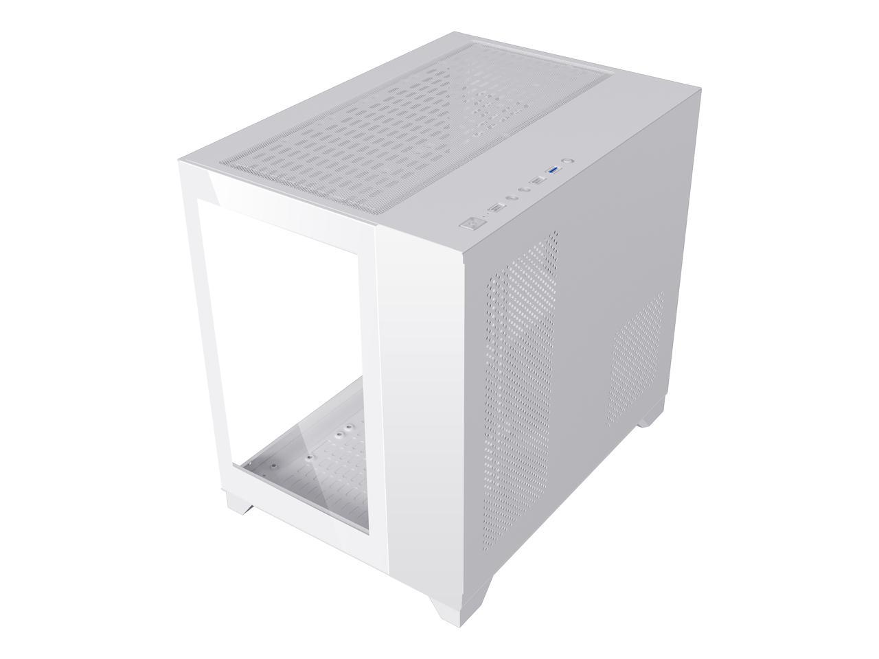 DIYPC ARGB-Q3.v2-W White USB3.0 Tempered Glass Micro ATX Gaming Computer Case w/ Dual Tempered Glass Panel and 3 x ARGB LED Fans (Pre-Installed) 5