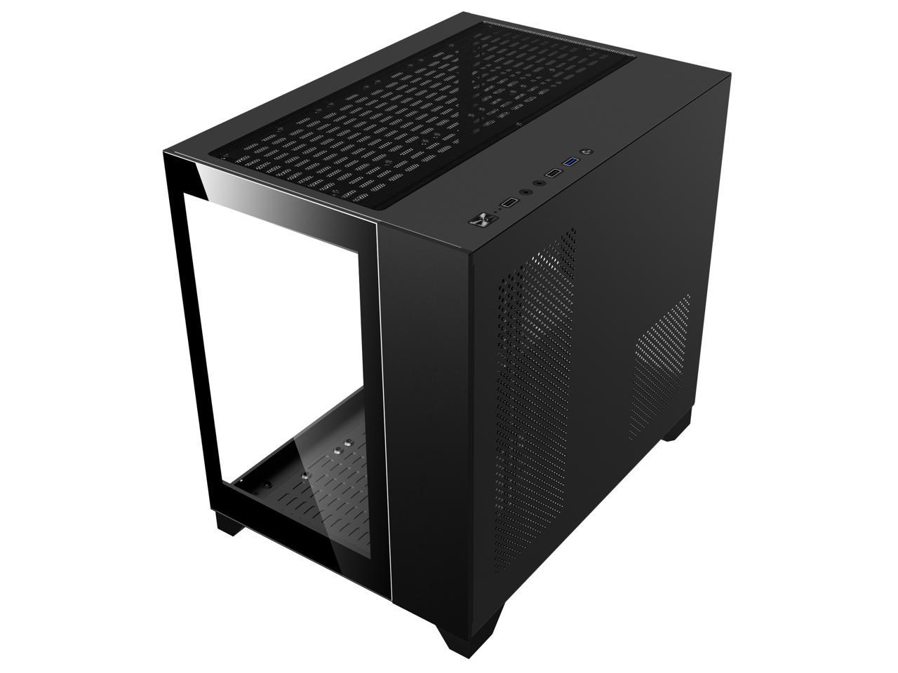 DIYPC ARGB-Q3.v2-BK Black USB3.0 Tempered Glass Micro ATX Gaming Computer Case w/ Dual Tempered Glass Panel and 3 x ARGB Fans (Pre-Installed) 5