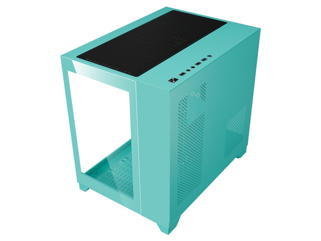 DIYPC ARGB-Q3.v2-Green USB3.0 Tempered Glass Micro ATX Green Gaming Computer Case w/ Dual Tempered Glass Panel and 3 x ARGB Fans (Pre-Installed) 5