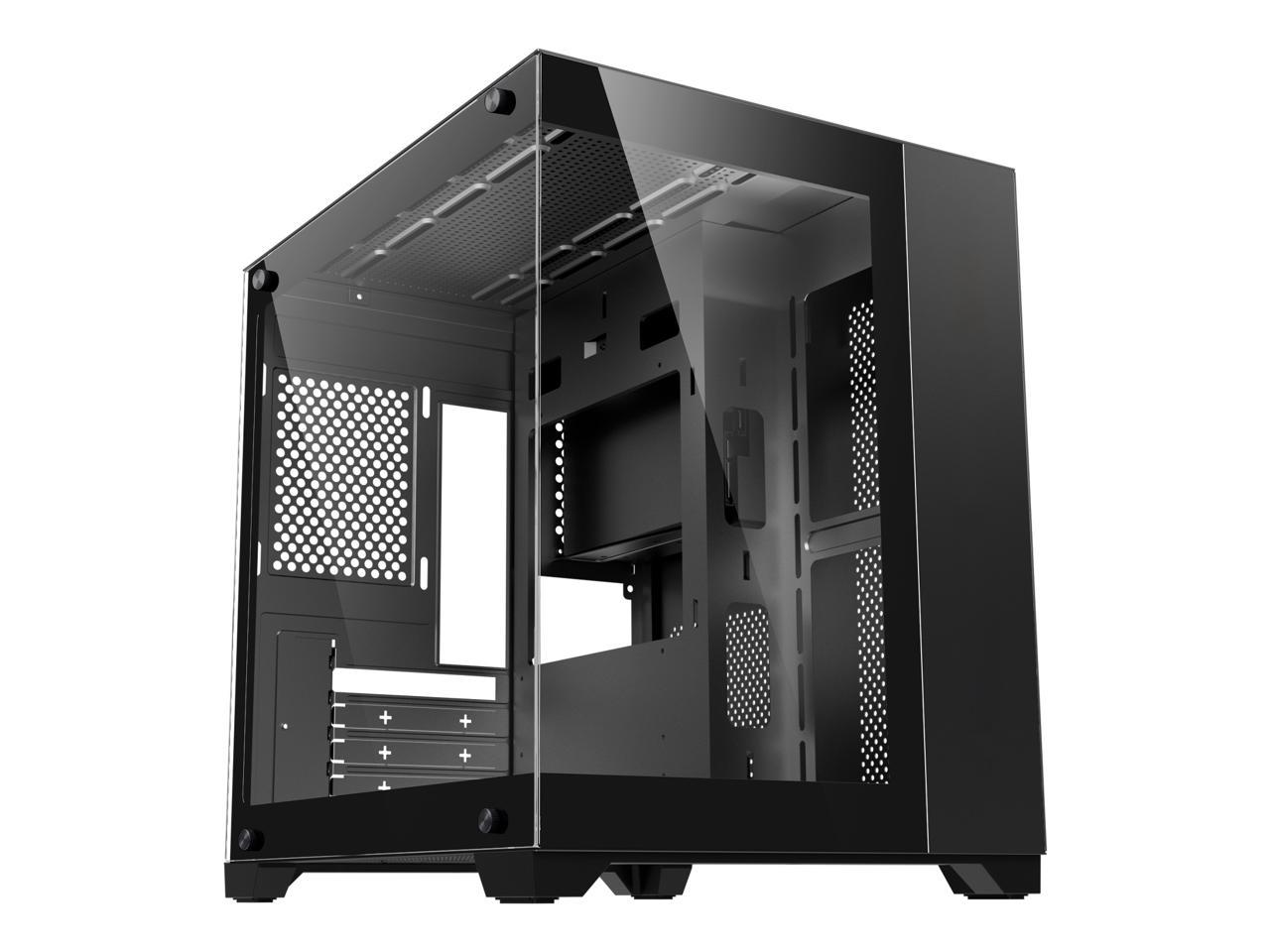 DIYPC DIY-CUBE01-BK Black USB3.0 Tempered Glass Micro ATX Gaming Computer Case w/ Dual Tempered Glass Panel. Fans Not Included 1