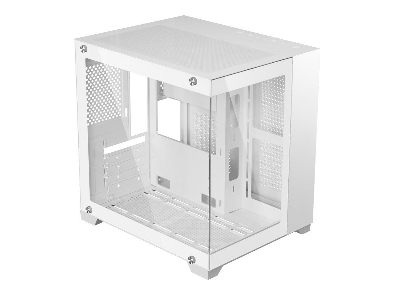 DIYPC DIY-CUBE01-W White USB3.0 Tempered Glass Micro ATX Gaming Computer Case w/ Dual Tempered Glass Panel. Fans Not Included 2