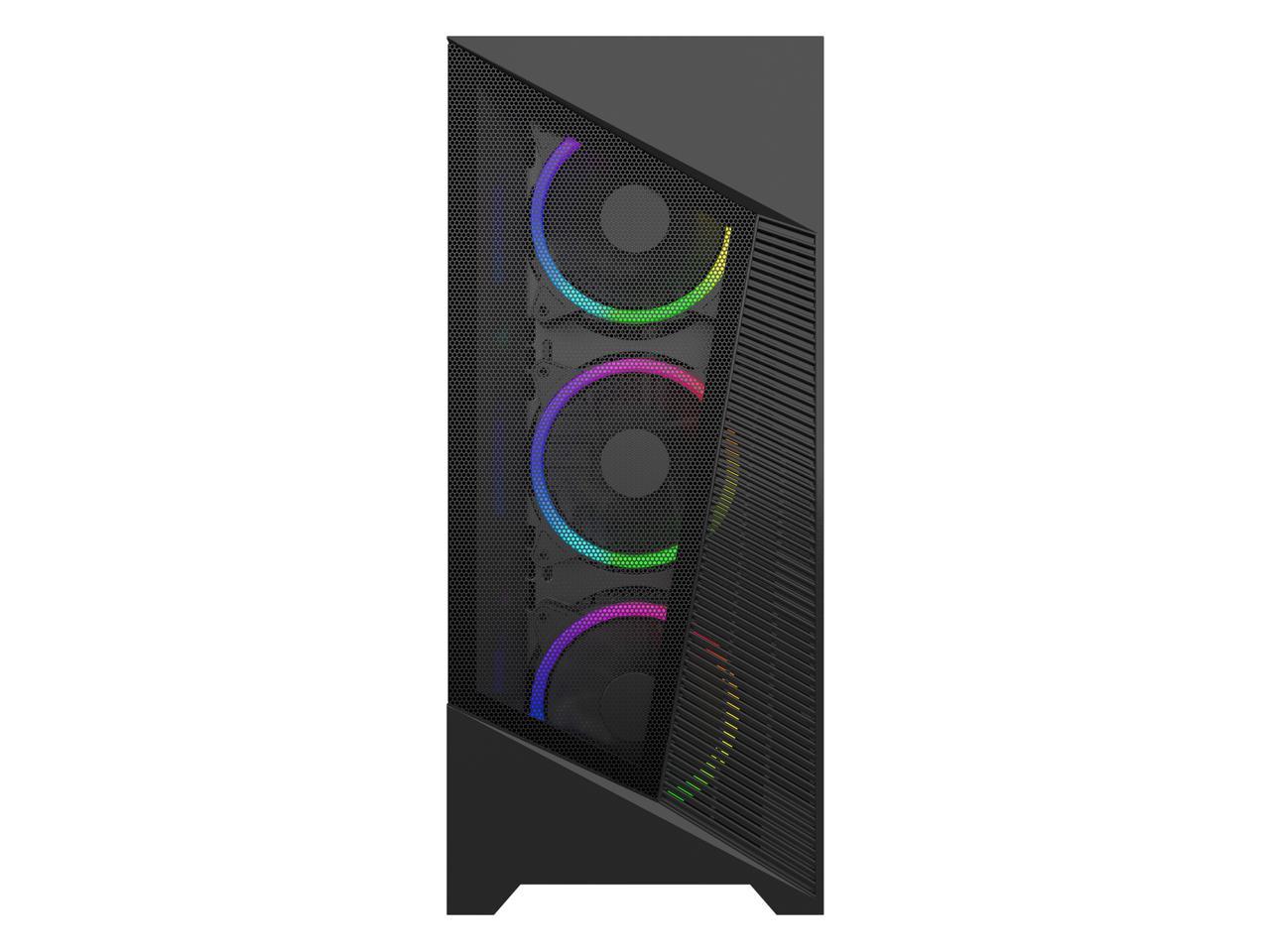 DIYPC Rainbow-Flash-F1-B Black USB 3.0 Steel / Tempered Glass ATX Mid Tower Computer Case, 4 x 120mm Autoflow Rainbow LED Fans (Pre-Installed) 3