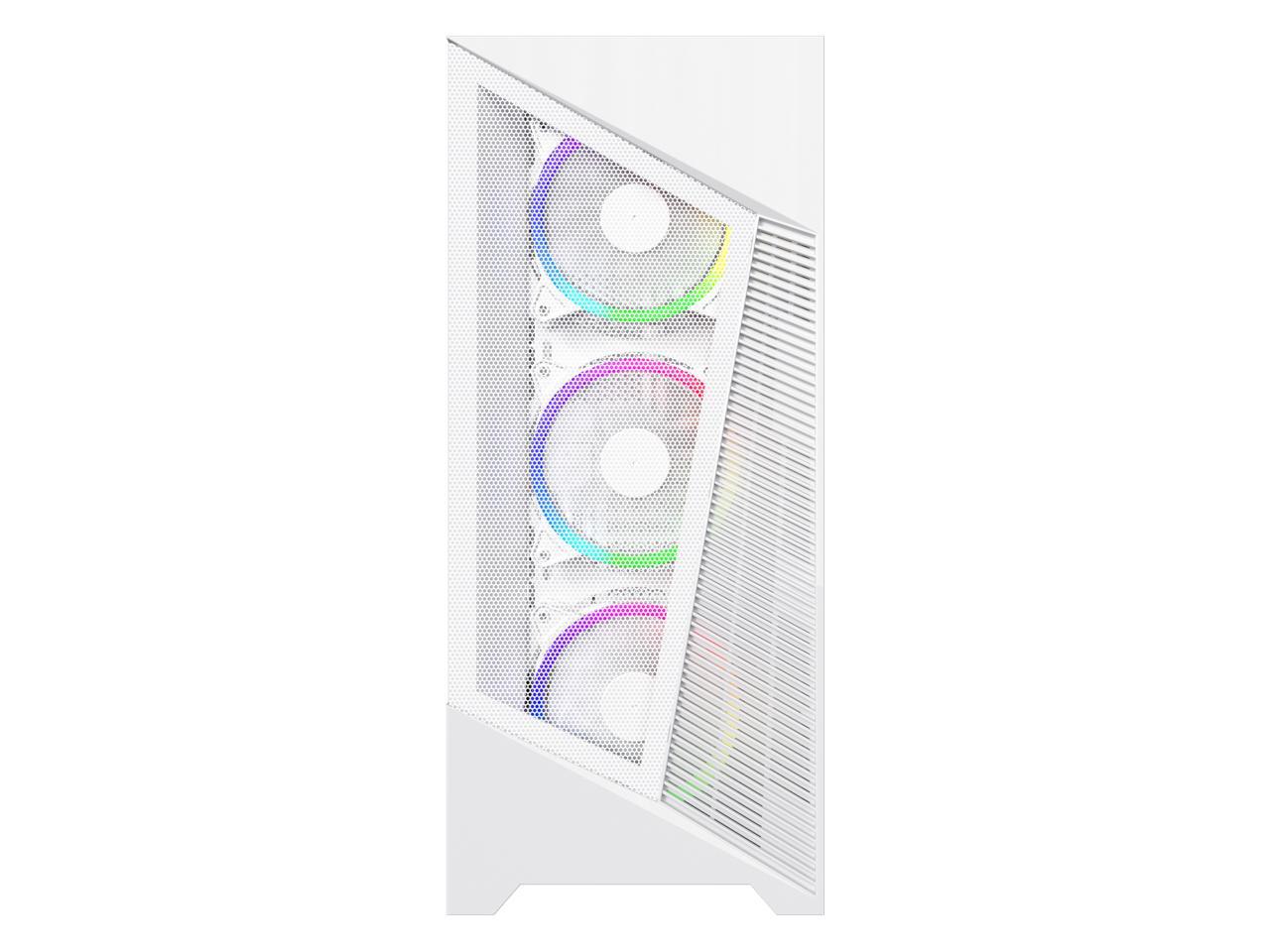 DIYPC Rainbow-Flash-F1-W White USB 3.0 Steel / Tempered Glass ATX Mid Tower Computer Case, 4 x 120mm Autoflow Rainbow LED Fans (Pre-Installed) 2